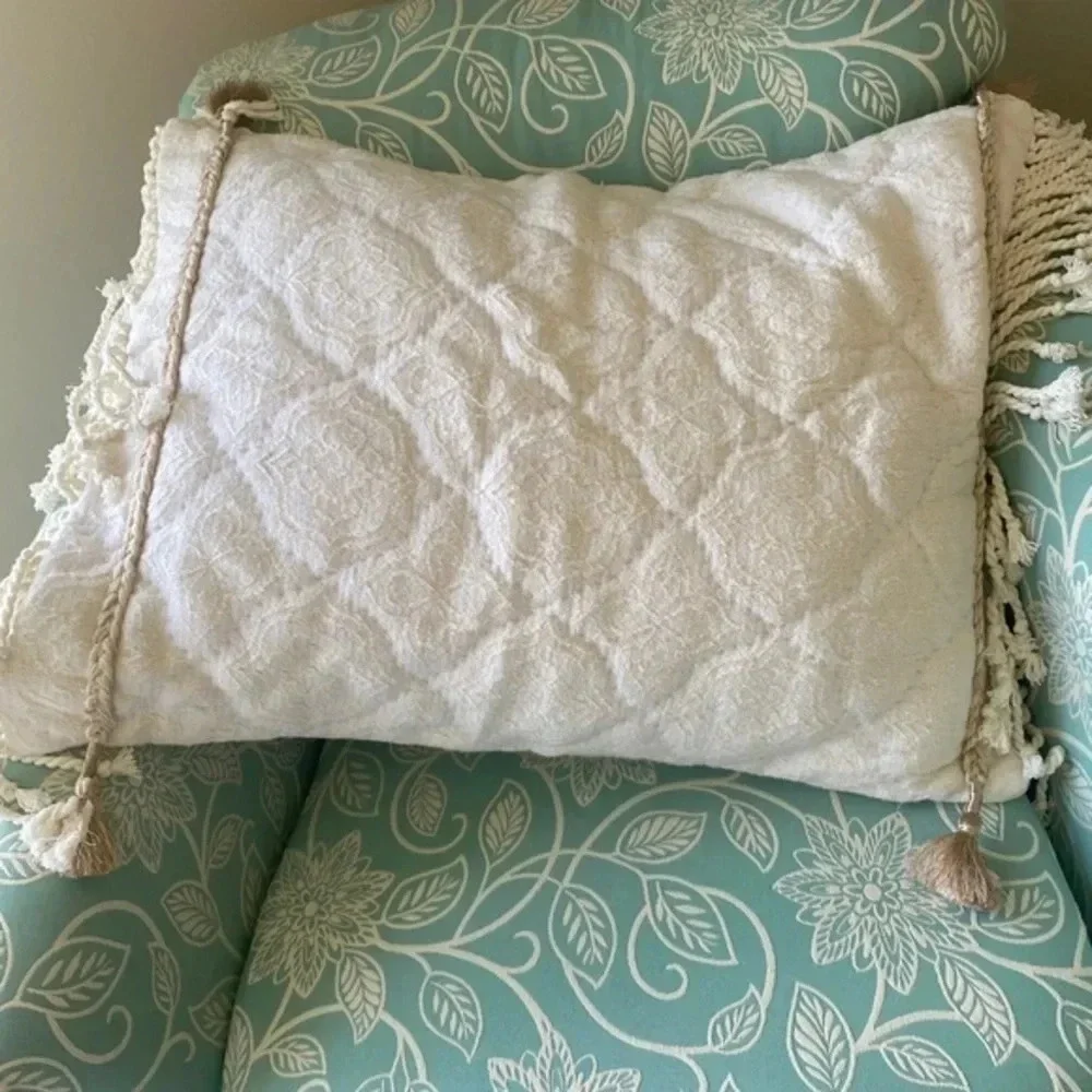 Anthropologie Tassel Textured Pillow Sham